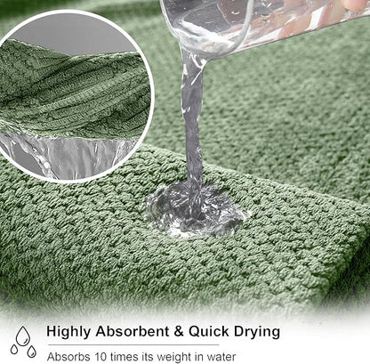 8 Piece Green Family Bath Towel Set-2 Oversized Bath Towel Sheets,2 Hand Towels,4 Washcloths-600GSM Soft Highly Absorbent Quick Dry Beach Chair Towels Woven Towels for Bathroom Hotel and Spa