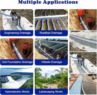 5cm/2in Diameter French Drain Pipe Perforated Drainage Pipes, Soft Infiltration Tubular Underground Drainage Systems for Outside Driveway/Sidewalk, Steel Wire Reinforced Permeable Tube(1200cm)