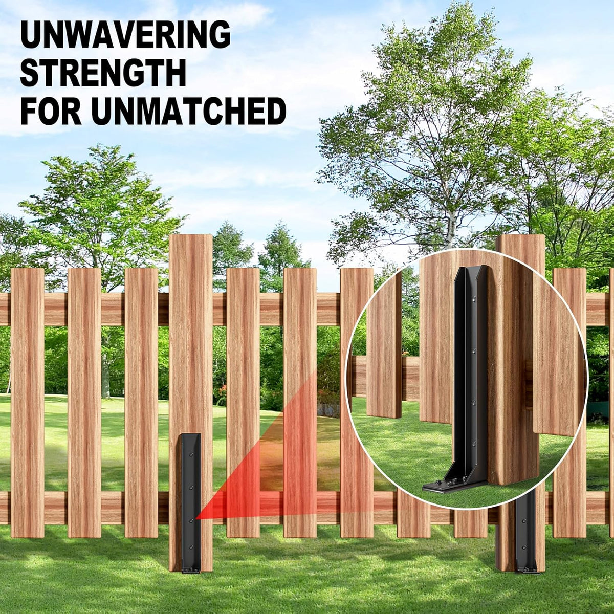 Fence Post Repair Kit，Heavy Duty Steel Fence Post Anchor Ground Spike ，Quick Fix Broken/Leaning Wood Posts with，and Fixed Fence Posts（4-Pack）