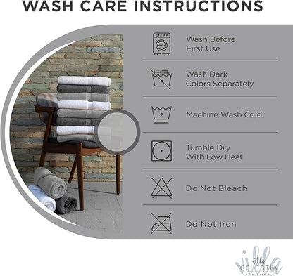 100% Cotton Hand Towel Set of 2, (16 x 28 inches) Sustainable, Soft, Highly Absorbent, Quick Drying, Combed Cotton Hand Towels Pack of 2 Ideal for Hotels, Spa, Bathroom, Dorm, Silver