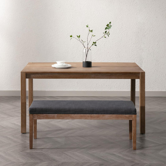 Linen Dining Bench Upholstered Entryway Bench Farmhouse Shoe Bench Seat Ottoman for Hallway Living Room Bedroom End of Bed Dining Room Kitchen, 45.5" Long, Charcoal