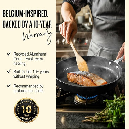 Alva Maestro 11” Ceramic Nonstick Frying Pan – PFAS/PFOA/PTFE-Free, Healthy & Toxin-Free Cooking – Recycled Aluminum, Induction & Oven Safe, Superior Heat Distribution