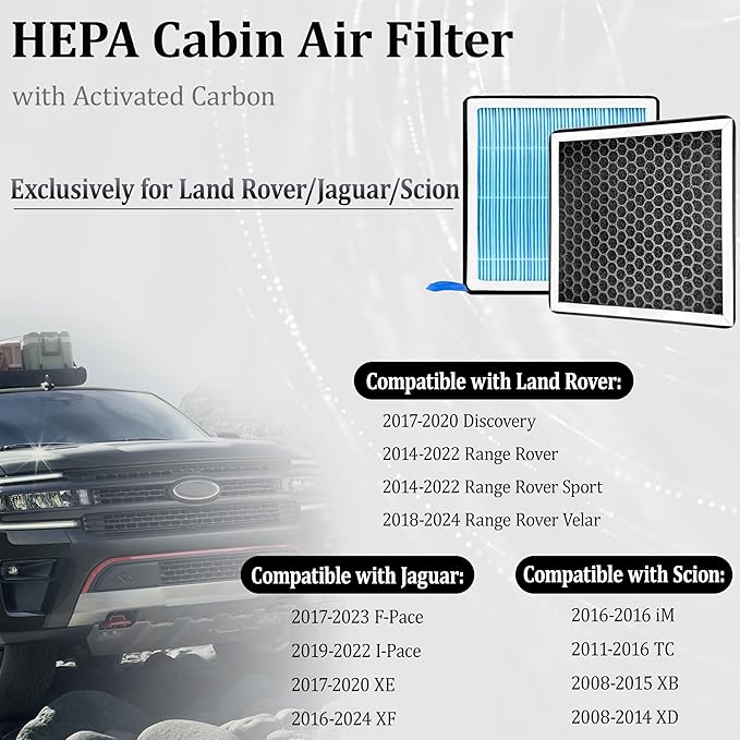 CF10285 Dedicated Cabin Air Filter With Activated Carbon For Land Rover Discovery Range Rover Legacy F-Pace I-Pace XE XF iM tC xB