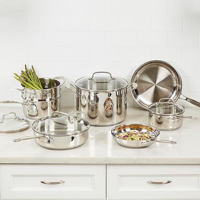 Cuisinart 77-11G Stainless Steel 11-Piece Set Chef's-Classic-Stainless-Cookware-Collection