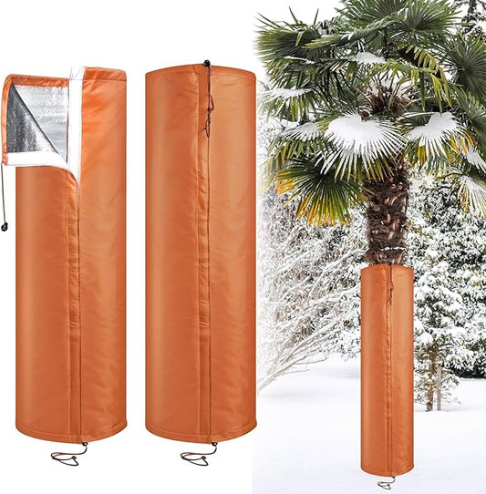 2Pack Palm Tree Root Protectors Winter Protection for Trees Root Self Adhesive Plant Trunk Insulation Cover with Drawstring for Garden Outdoor Cold Weather Plants Trunk Protection, Dia 7.9 "