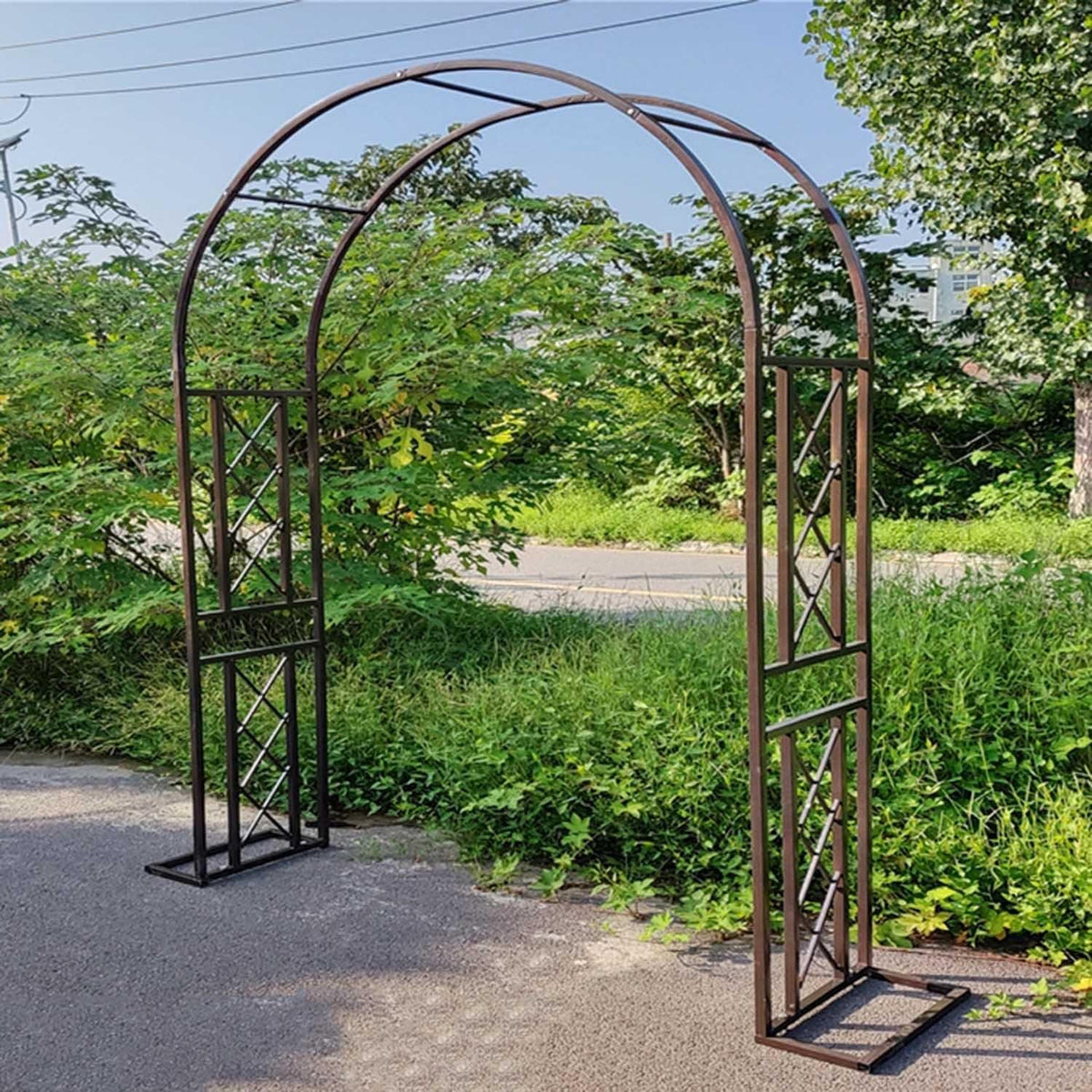 Garden Arbor, Metal Wedding Arch for Ceremony Party, Garden Trellis for Climbing Plants Outdoor, Wide 55" 71" 87" 103" 118" 134" Garden Arch Stand for Garden, Backyard, Lawn(Brown,103" x 91" x 16")