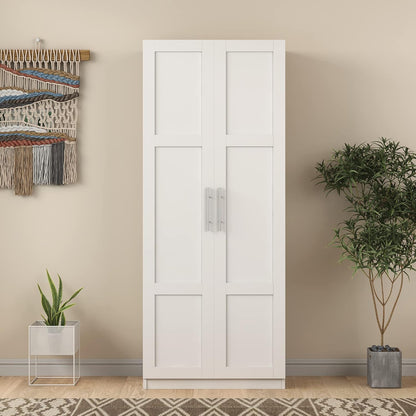 Kitchen Pantry Storage Cabinets, 70.87" Tall Pantry Cabinet with 2 Door and 3 Shelves, Farmhouse Kitchen Cabinets with Handles, Large Freestanding Storage Cabinet, White