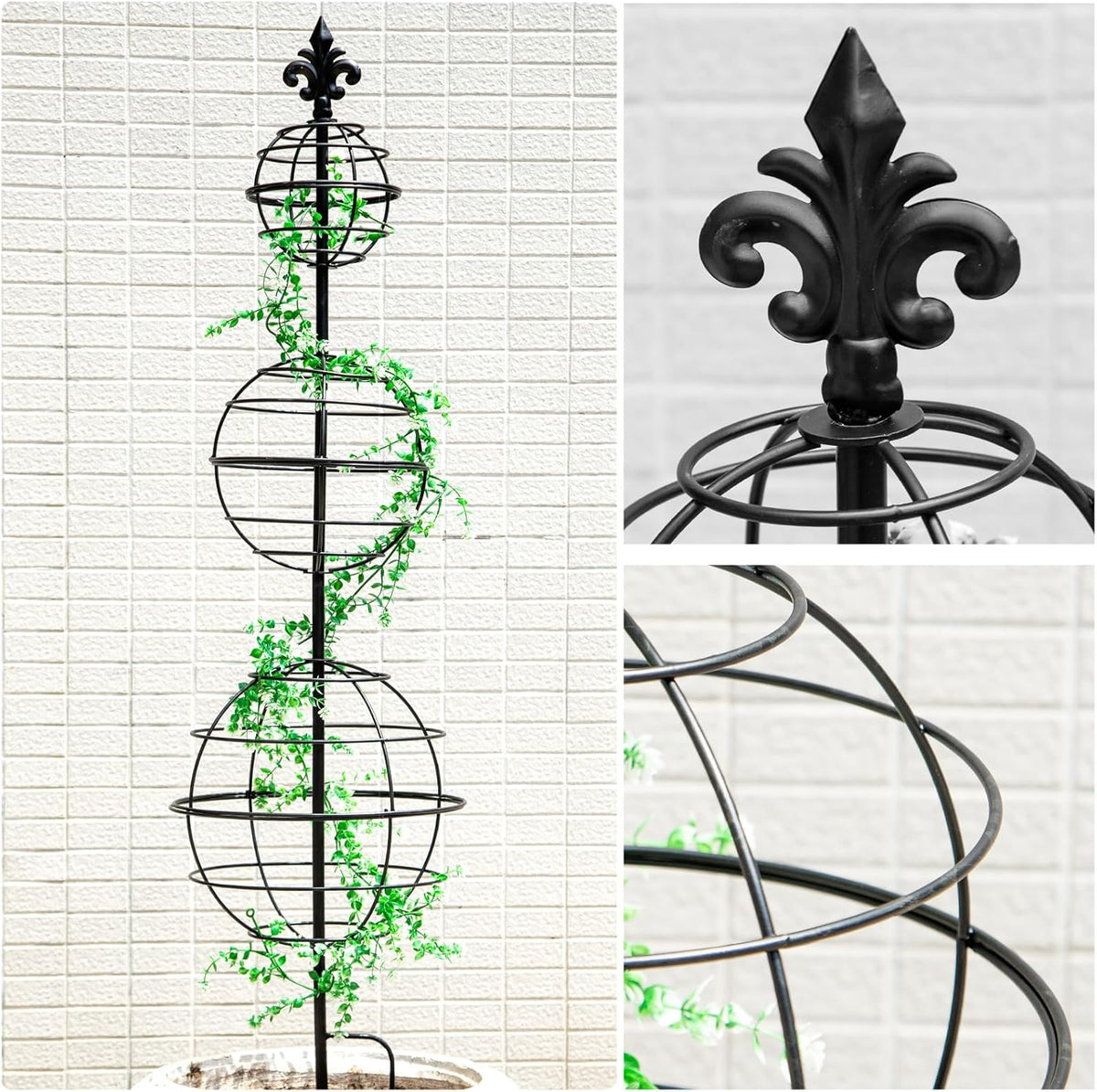 Obelisk Trellis - Elegant 49.5 x 12 Inch Metal Climbing Plant Support for Outdoor Roses, Potted Vines, and Flower Gardens - Perfect Decorative Accent for Home and Garden Decor