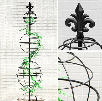 Obelisk Trellis - Elegant 49.5 x 12 Inch Metal Climbing Plant Support for Outdoor Roses, Potted Vines, and Flower Gardens - Perfect Decorative Accent for Home and Garden Decor