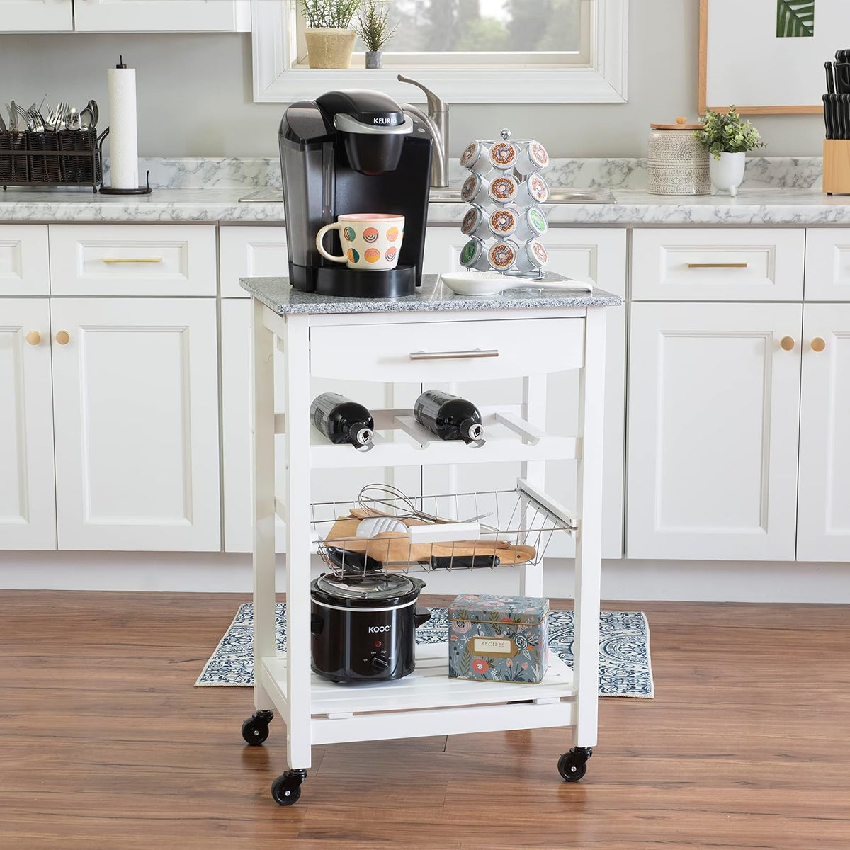 Linon Kitchen Island, White, 22.88 x 15.75 x 33.88