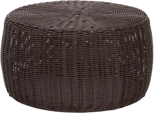 Household Essentials Round Handwoven Resin Storage Stool Ottoman, Brown