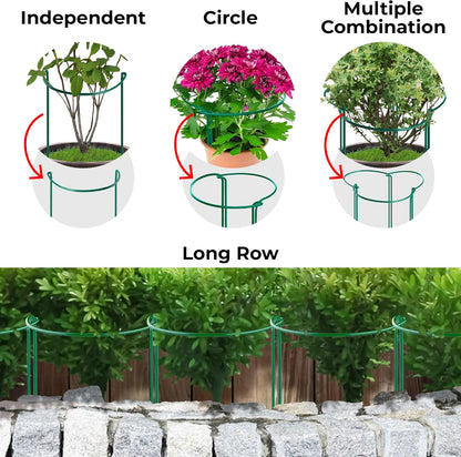 12 Pack Tall Snake Plant Support Stakes – 10" W x 24" H Half Round Peony Cages and Supports for Indoor and Outdoor Plants – Plant Cage Ring Support for Flower - Peony, Tomato, Hydrangea, Rose Bush