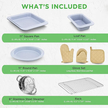 Nutrichef 22-Piece Cookware and Bakeware Set | Professional Home Kitchen Collection with Multi-Sized Pots, Pans, Non stick and Heat-Resistant Tools (Moon Grey Marble)