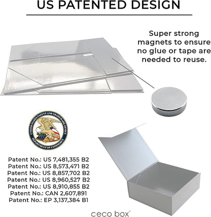 CECOBOX - Gift Boxes with Lids for Presents 6"x6"x2.75" - Matte, Collapsible Magnetic Closure Gift Box - Groomsmen & Bridesmaid Proposal Boxes, Wedding, PR, Birthdays, Holidays (White)