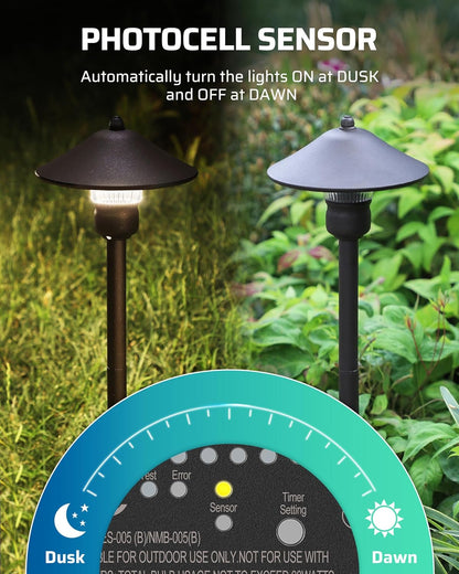 DEWENWILS 60W 120V AC to 12V DC Outdoor Low Voltage Transformer with Timer and Photocell Light Sensor, Weatherproof, Specially for LED Landscape Lighting, Spotlight, Pathway Light, ETL Listed