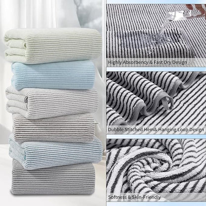 4 Piece Bath Towel Set 35"x70"Oversized Bath Towel for Bathroom Ultra Soft Fluffy Extra Large Bath Sheet Luxury Premium Bathroom Towel Highly Absorbent Quick Dry Shower Towel for Hotel Spa,Black White