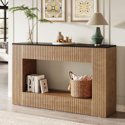 Tribesigns Modern Console Table, 55-Inch Wood Entryway Table with Storage, Narrow Long Sofa Table Behind Couch Table for Living Room, Foyer, Hallway, Brown