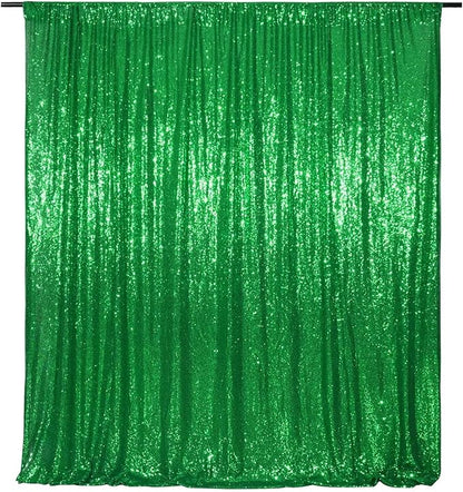 Eternal Beauty Green Sequin Backdrop, 8x10 Ft Glitter Background Curtains for Christmas Shimmer Photography Party Wedding Birthday Back Drop Decor