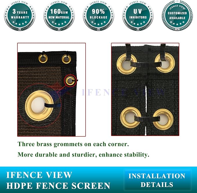 Ifenceview 6'x1' to 6'x100' Brown Shade Cloth Panels Fence Privacy Screen Fabric Mesh Net for Construction Site Yard Driveway Garden Railing Pool Balcony Canopy Awning 160 GSM (6' x 95')