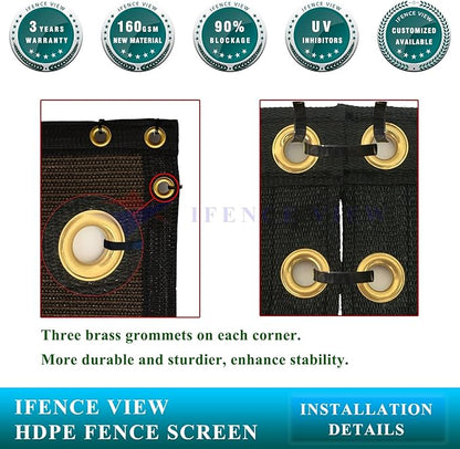 Ifenceview 6'x3' to 6'x50' Brown Shade Cloth/Fence Privacy Screen Fabric Mesh Net for Construction Site, Yard, Driveway, Garden, Railing, Canopy, Awning 160 GSM UV Protection (6' x 43')