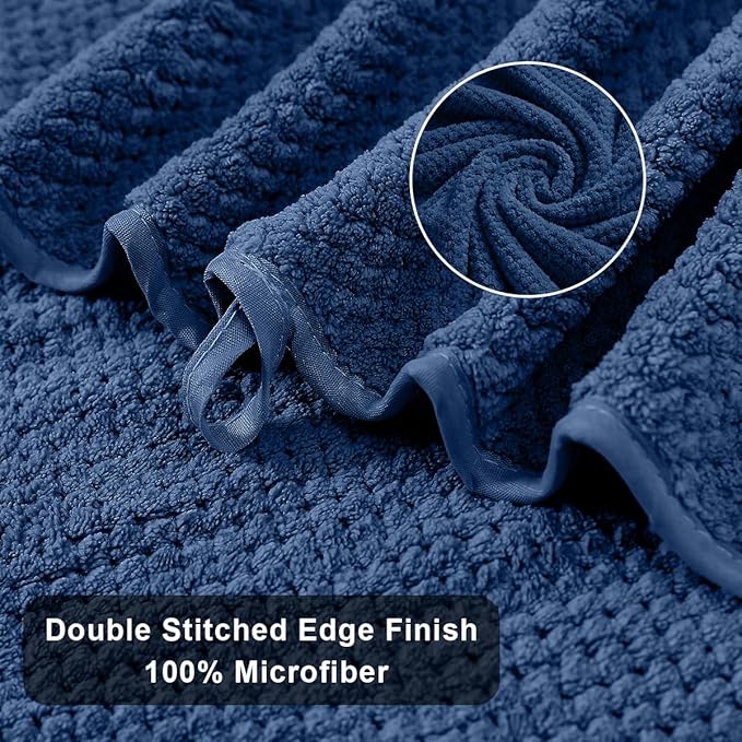 Hand Towels Set 2 Pack-16“x31”,Ultra Soft Microfibers Bathroom Towel Set Highly Absorbent Quick Dry Luxury Premium Towel Lightweight Durable Hand Towel Collection for Hotel Spa Gym Kitchen,Navy