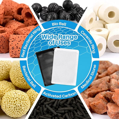 MAQIHAN 10pcs Aquarium Filter Media Bags - Mesh Filter Bags Reusable Bags with Zipper for Activated Carbon Ceramic Rings Filter Balls Fish Tank Pond 5.9 X 7.8 Inch