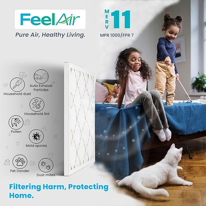 16x25x1 Air Filter – 6 Pack, MERV 11 Pleated HVAC & Furnace Filter, Electrostatic Mechanical Filtration (Actual Size 15.75 x 24.75 x 0.75)