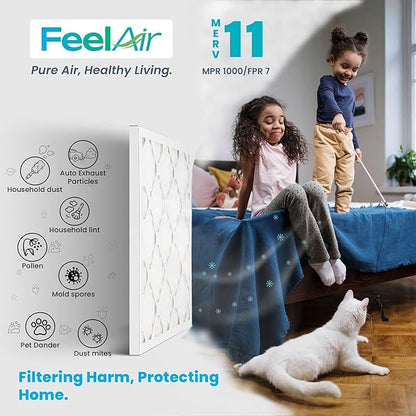20x20x1 Air Filter – 6 Pack, MERV 11 Pleated HVAC & Furnace Filter, Electrostatic Mechanical Filtration (Actual Size 19.75 x 19.75 x 0.75)