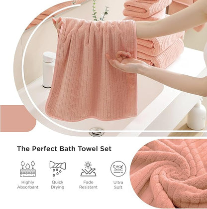 18 Piece Family Bath Towel Set Include 6 Bath Towels,6 Hand Towels and 6 Washcloths Soft Bathroom Towel with Hanging Loops,Highly Absorbent Quick Dry Towels Set for Bathroom,Hotel and Spa-Orange