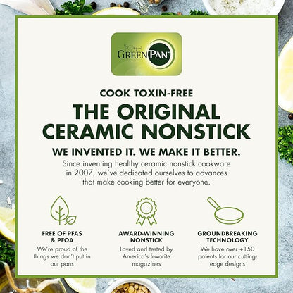 GreenPan Lima Ceramic Hard Anodized 8" Frying Pan Skillet Nonstick, PFAS/PFOA-Free Nontoxic Pots and Pans, Oven & Broiler Safe, Stainless Steel Handle, Cookware for Eggs & Omelet, Gray (Pack of 2)