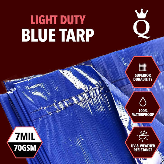 QUEEN OF TARPS | 20x25 Light Duty Tarp Waterproof, 70 GSM is 7 MIL, UV/Tear Resistant Tarp, Camping, Outdoor Furniture, Car, Tents, Painting, Firewood Protection | 20x25, Light Duty