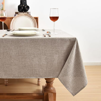 Fitable Faux Linen Tablecloths 2 Pack, Faux Burlap Fabric Table Clothes for Rectangle Tables, Rustic Table Covers for Kitchen Dining, Party, Farmhouse (Nature, 54 x 78 Inch)