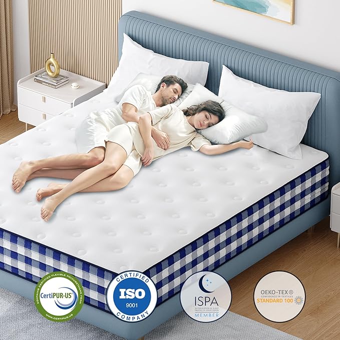 King Mattress 10 Inch, Hybrid Mattress in a Box, Soft & Comfortable Medium Firm, Motion Isolation, Pressure Relief, CertiPUR-US Certified (80"*76"*10")