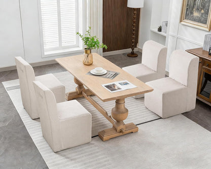 Upholstered Dining Chairs Set of 4, Modern Linen Fabric Dining Room Chairs with Mid Backrest and Padded Seat Cushion, Accent Armless Kitchen Side Chairs for Dining Room, Living Room, Reading Room