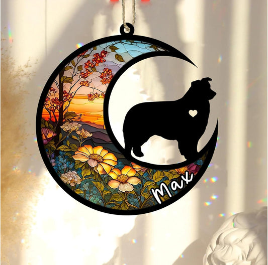 Personalized Dog Memorial, Custom Name Aussie Dog Christmas Ornament with Name, Custom Breeds, Pet Loss Light Catcher, Gifts for Lovers Loss of Pet Sympathy on Mothers Day Christmas
