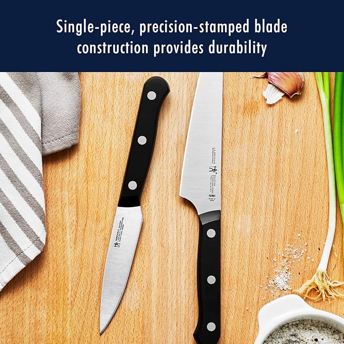 HENCKELS Solution Razor-Sharp 15-pc Knife Set, Chef Knife, Bread Knife, Steak Knife, German Engineered Informed by 100+ Years of Mastery, Black/Stainless Steel