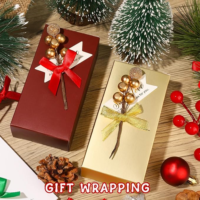 YGDZ Mini Bow Gift Wrapping Ribbons - 50 Pack, 5 Colors (Red, Green, Silver, Gold, White), Small Bow Ornaments for Crafts, Tree Decor & Gifts