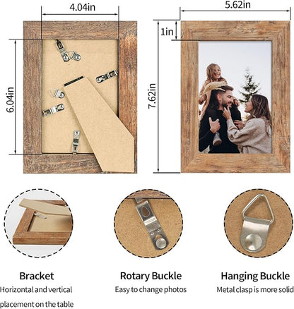 4x6 Picture Frame Set of 4 with High Definition Real Glass, Mixed Color Wood Photo Frames for Desktop Display and Wall Mounting