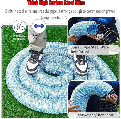 Commercial French Drain Pipe for Water Drainage, Construction Site/Sports Field Perforated Pipes & Weeping Tile, Dia 2in 3.9in 5.9in Wide Underground Drainage Systems(Dia10cm/3.9in,Long 20m/65.6ft)