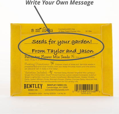 Bentley Wildflower Pollinator Mix, 25 Non-GMO Packets for Garden Planting, Non-Coated Flower Seeds to Grow Plants and Help Bees, Beautiful Gift