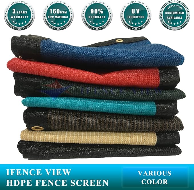 Ifenceview 6'x1' to 6'x100' Brown Shade Cloth Panels Fence Privacy Screen Fabric Mesh Net for Construction Site Yard Driveway Garden Railing Pool Balcony Canopy Awning 160 GSM (6' x 82')