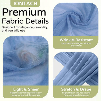 Wedding Arch Draping Fabric 29" x 19Ft Sheer Drapes for Backdrop Wedding Ceremony Reception Ceiling Decor Curtain Baby Bridal Shower Decoration (Dusty Blue, 3 Panels)