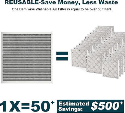 12x12x1 Reusable Air Filter, Washable, MERV 8, Permanent Electrostatic Air Filter, Lasts a Lifetime, Breathe Safely at Home or in the Office (Actual Size:11.69x11.69x0.82 Inch)