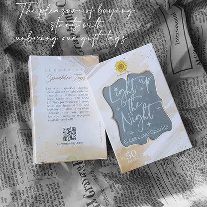 Summer-Ray 50pcs Light up The Night & Let Love Sparkle Wedding Sparkler Tags (Kraft Brown)