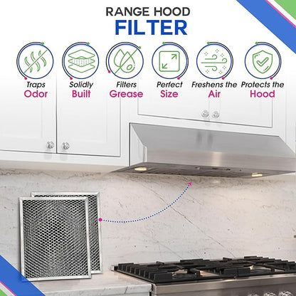 Stove Hood Vent Filter 10.5" x 8.8" 41F 97007696 Fits Nutone & Broan Range Hood Filter Replacement for Ductless Exhaust Fan - Mesh Screen Filters Grease & Carbon Freshens Kitchen Oven Air (3-Pack)