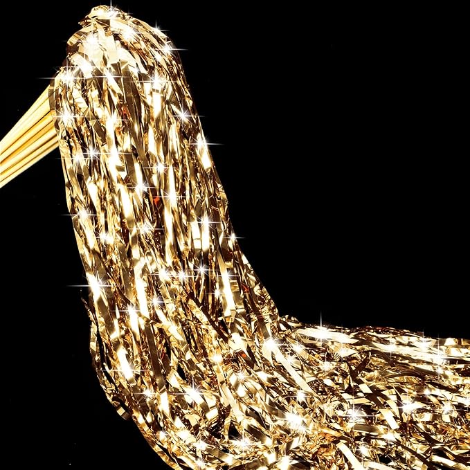 50 Pcs Wedding Fairy Wands with Bells Foil Tinsel Ribbon Stick Wands Tinsel Party Streamers with Bell Glittery Bridal Wedding Send Off Ideas Holiday Celebration (Champagne Gold)