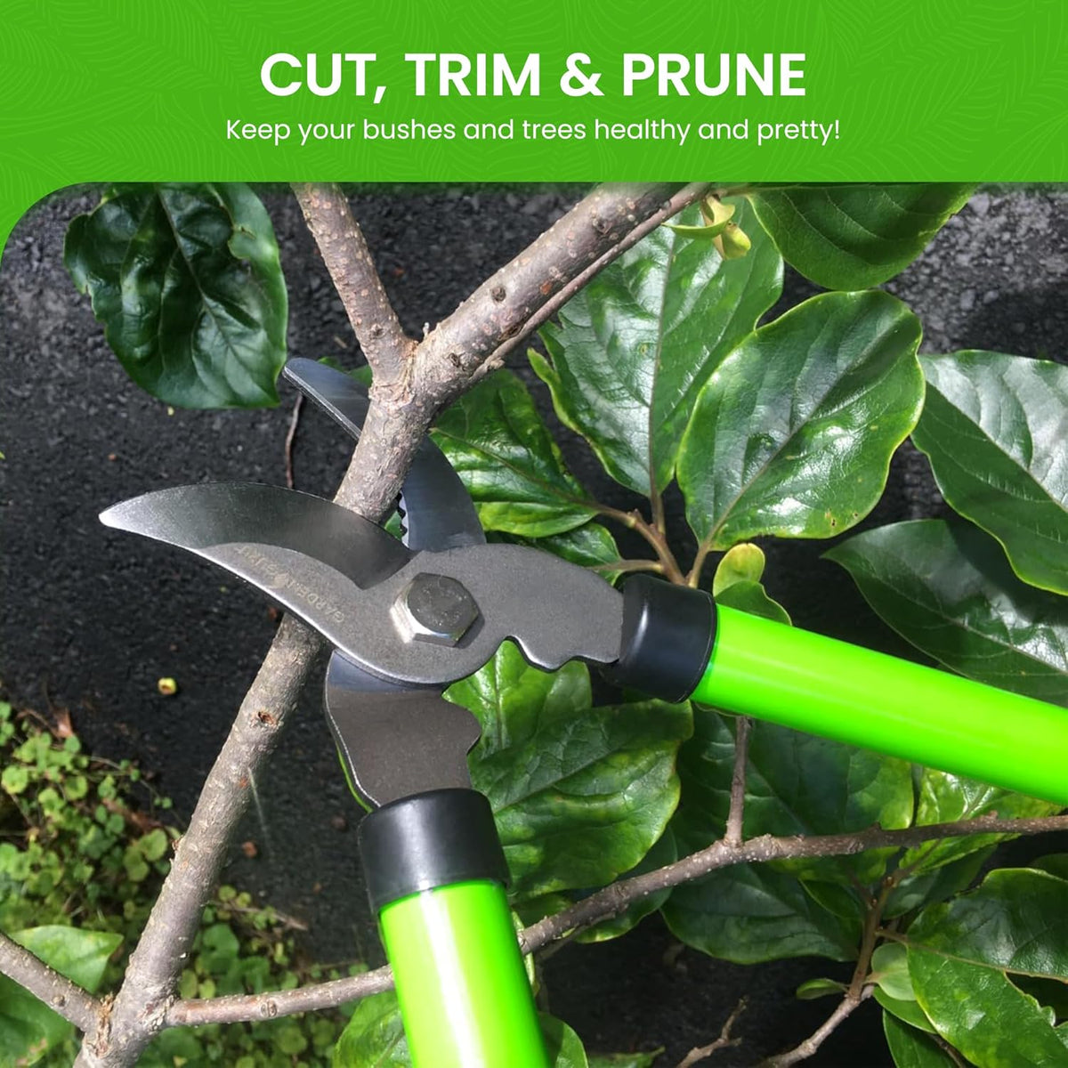GARDEN GURU Bypass Loppers Tree Trimmer Clipper – Compact 15 inch High Carbon Steel Blade Gardening Loppers Pruning Shear - Comfort Grip Handles – Heavy Duty Branch Cutter – Cut Thick Branches w Ease