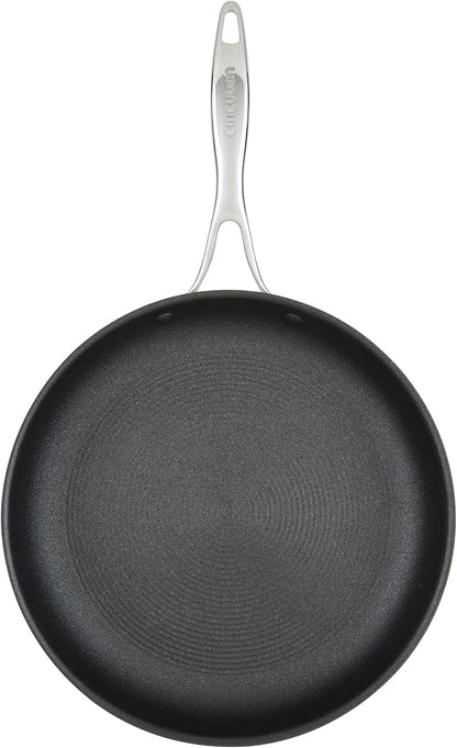 Circulon C1 Series Clad Stainless Steel with ScratchDefense Technology Cookware Nonstick Induction Frying Pan/Skillet with Lid, Metal Utensil Safe, 12.5 Inch Fry Pan - Polished Stainless Steel