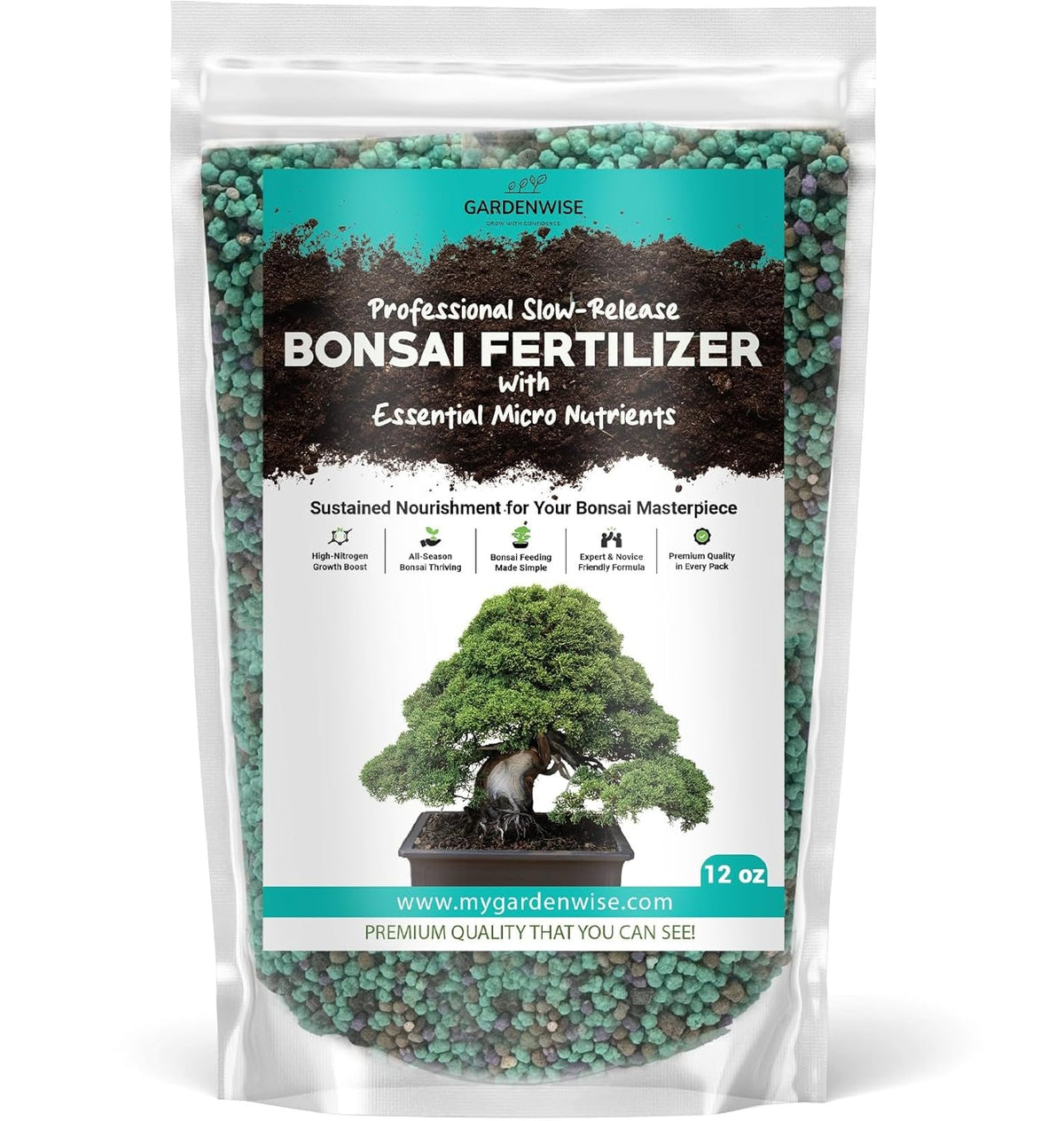 Slow-Release Bonsai Fertilizer with Essential Micronutrients - Professional Grade Bonsai Tree Fertilizer Pellets | Perfect Food for Indoor & Outdoor Bonsai Trees (12 OZ)