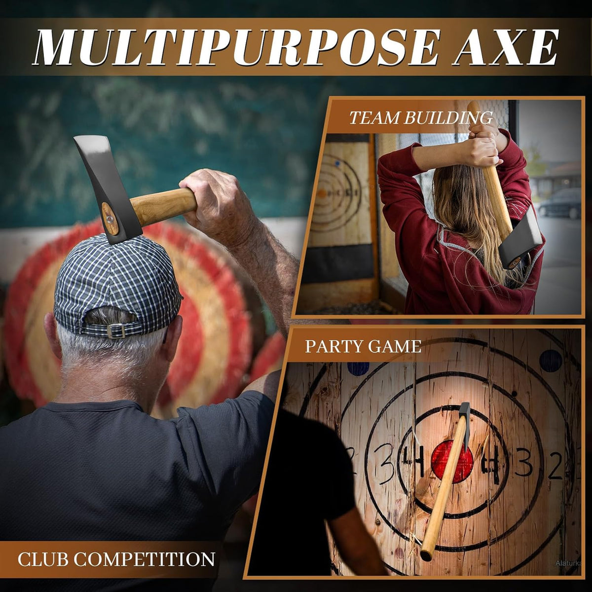 Dream Reach 20.5" Dual - Handed Throwing Axe, Professional Throwing Axes and Tomahawks with Wooden Handle, Throwing Hatchet for Adults, Axe Throwing Game for Backyard, Competition